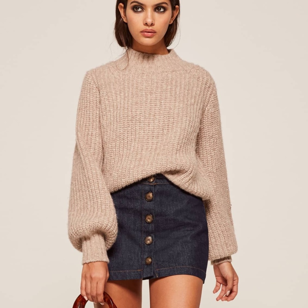 Reformation Jean Volta button candace mini Skirt